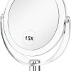 Double-Sided 1X/15X Table Mirror, 15.9 cm, Swivel Design