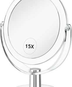 Double-Sided 1X/15X Table Mirror, 15.9 cm, Swivel Design
