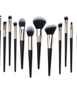 12-Piece Black and Gold Soft-Bristle Brush Set