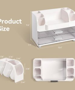 Alternative view of Large White Organiser with 2 Drawers and 6 Brush Holders