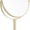 Gold Iron-Frame Double-Sided Table Mirror, 1X/5X Magnification