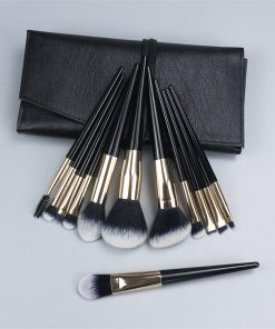 Alternative view of 12-Piece Black and Gold Soft-Bristle Brush Set