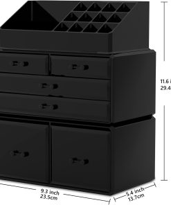Alternative view of 3-Piece Black Cosmetic Storage Case Set with 6 Drawers
