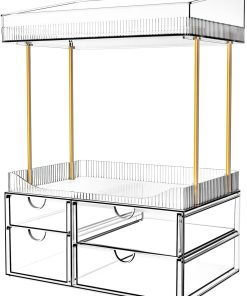 4-Tier Clear Cosmetic Organiser with 4 Drawers
