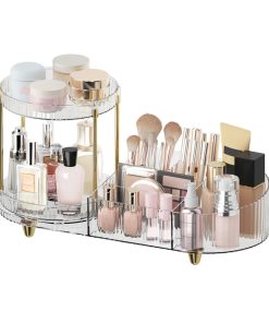 Rotating 5-Compartment Perfume Tray and Brush Holder