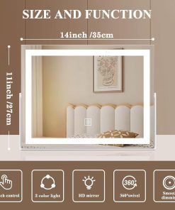 Alternative view of 35.6 cm LED Metal Frame Mirror with 3-Colour Dimming, Rotates