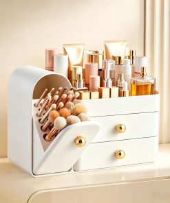 Alternative view of White Organiser with Drawers and Brush Holder for Vanity