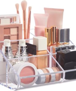 Clear 6-Compartment Vanity Organiser with Curved Front
