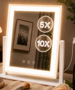 White Lighted Mirror, 9 LEDs, 10X Magnifier, 30 x 35.5 cm