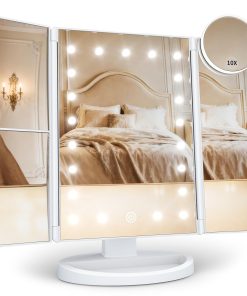 Trifold Lighted Mirror with 2X, 3X and 10X Magnification