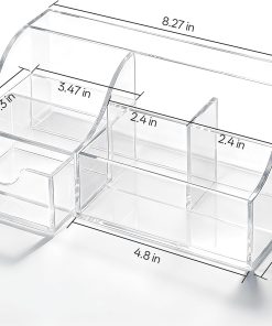 Alternative view of Clear Cosmetic Organiser with Drawer and Brush Holder