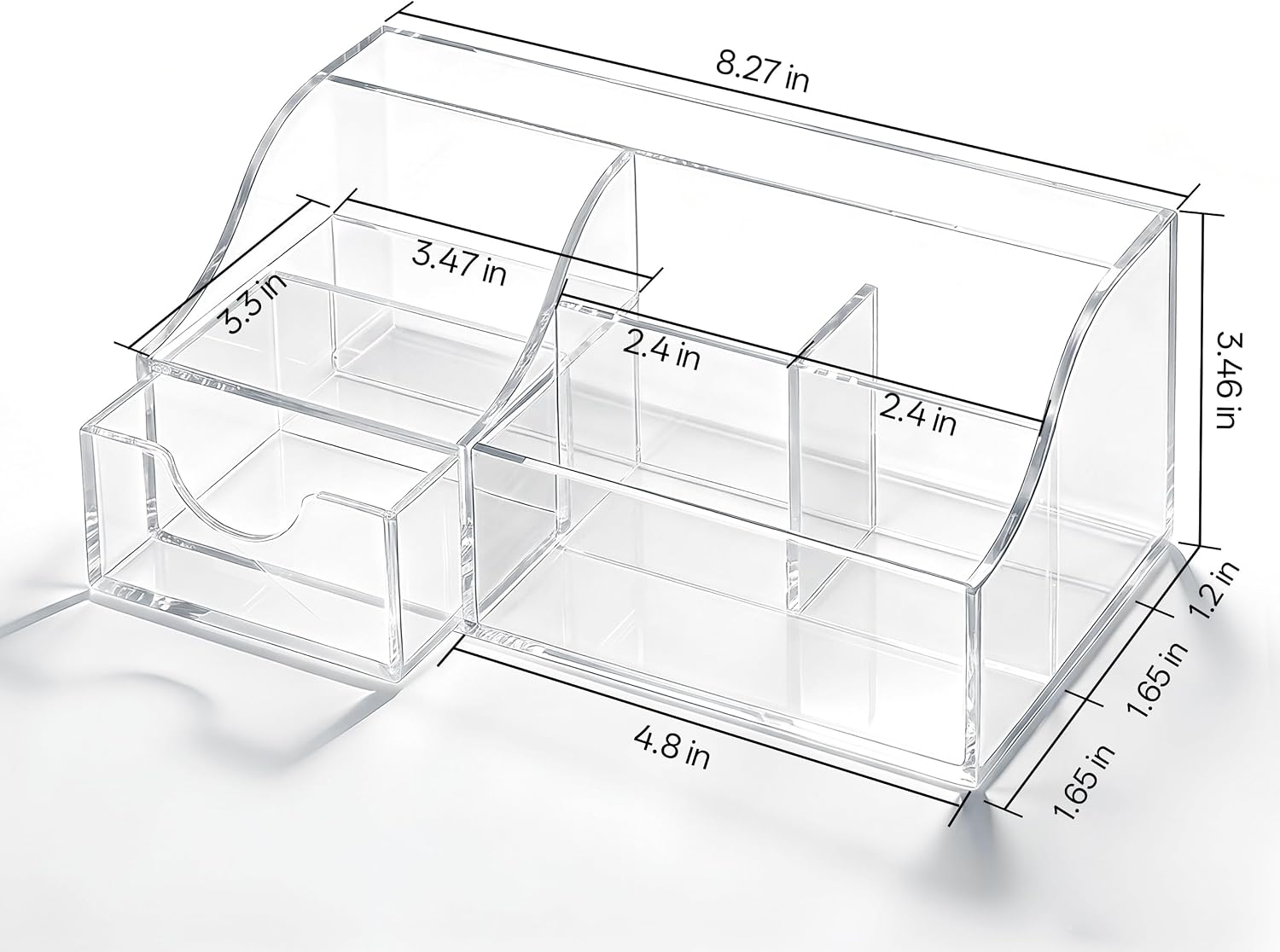Clear Cosmetic Organiser with Drawer and Brush Holder - Image 2