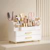 Large White Bathroom Organiser with Brush Holder for Beauty Storage