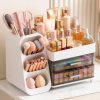 Thick White Vanity Organiser with Brush Holder, Large Capacity