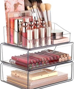 Clear 3-Tier Stackable Organiser with 2 Drawers